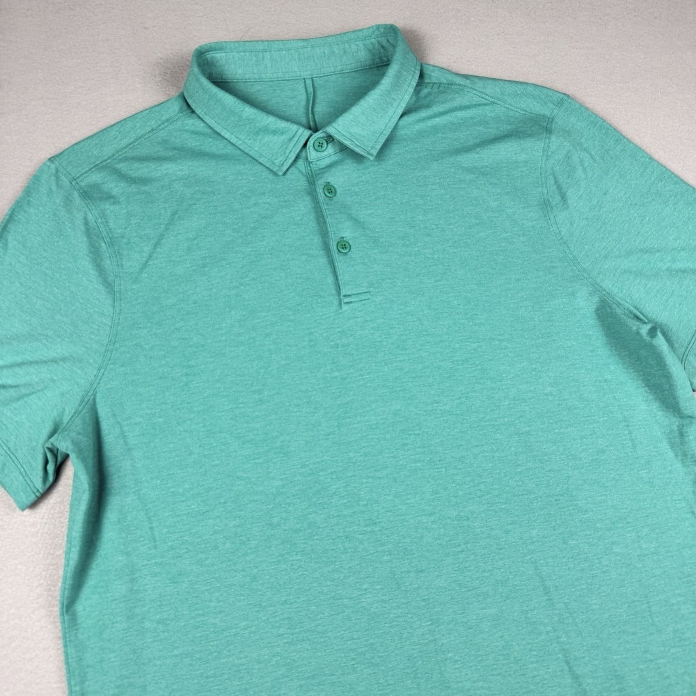 Lululemon Evolution Polo Shirt Men XL Green Short Sleeve Golf Performance